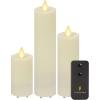 imageLuminara Outdoor Slim Pillar Flameless LED Candle Set of 3 Ivory Moving Flame Weather Resistant Remote Timer Ready Battery Operated Safe Melted EdgeSet of 3