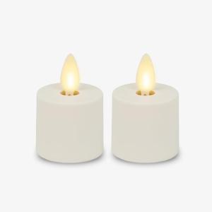 imageLuminara Flameless Tealights Rechargeable LED Set of 2 15quot x 21quot Battery Operated Moving Flame wUSB Charging Base Indoor Safe Decorative Lights2Pack