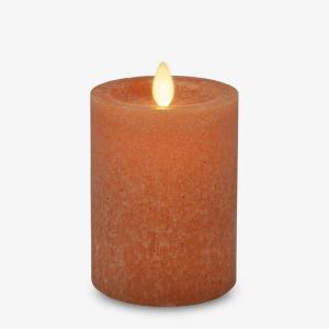 imageLuminara Sea Glass Flameless Candle Timeless Taupe 3quot x 45quot Moving LED Flame Pillar with Timer Battery Operated Real Wax Unscented Home DcorHarvest Pumpkin