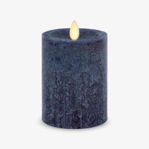 imageLuminara Sea Glass Flameless Candle Timeless Taupe 3quot x 45quot Moving LED Flame Pillar with Timer Battery Operated Real Wax Unscented Home DcorMidnight Blue