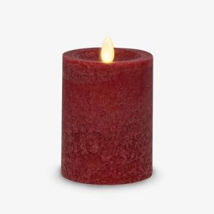 imageLuminara Sea Glass Flameless Candle Timeless Taupe 3quot x 45quot Moving LED Flame Pillar with Timer Battery Operated Real Wax Unscented Home DcorRed
