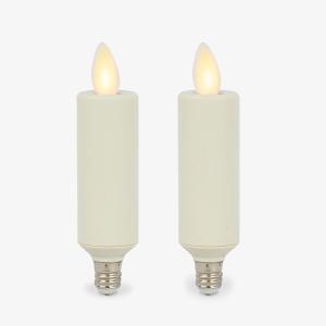 imageLuminara Set of 2 Pearl Ivory Flameless Candle E12 Taper Bulbs Flat Top  1quot x 4quot for Chandeliers Wall Sconces and Lighting Fixtures2 Pcs  1 x 4