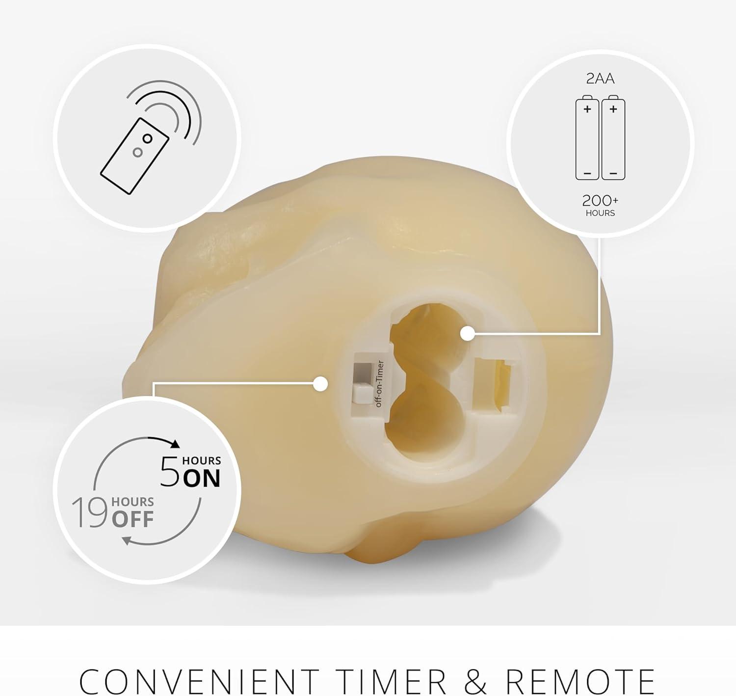 imageLuminara Flameless Hallooween Decor  Skeleton Figural LED Candle Natural Color Ivory 374quot x 425quot Real Wax Moving Flame Battery Operated wTimerIvory Skull
