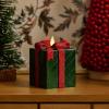 imageLuminara  Flameless Holiday LED Candle Battery Operated Moving Flame  Green Gift Box  Pack of 13x425  Glitter Ribbon with 5Hour Timer CandleGreen