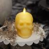 imageLuminara Flameless Hallooween Decor  Skeleton Figural LED Candle Natural Color Ivory 374quot x 425quot Real Wax Moving Flame Battery Operated wTimerIvory Skull