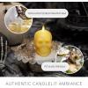 imageLuminara Flameless Hallooween Decor  Skeleton Figural LED Candle Natural Color Ivory 374quot x 425quot Real Wax Moving Flame Battery Operated wTimerIvory Skull