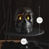 imageLuminara Flameless Hallooween Decor  Skeleton Figural LED Candle Natural Color Ivory 374quot x 425quot Real Wax Moving Flame Battery Operated wTimerLarge Dual Moving Flame