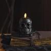 imageLuminara Flameless Hallooween Decor  Skeleton Figural LED Candle Natural Color Ivory 374quot x 425quot Real Wax Moving Flame Battery Operated wTimerSmall Single Moving Flame