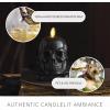 imageLuminara Flameless Hallooween Decor  Skeleton Figural LED Candle Natural Color Ivory 374quot x 425quot Real Wax Moving Flame Battery Operated wTimerSmall Single Moving Flame