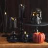 imageLuminara Flameless Hallooween Decor  Skeleton Figural LED Candle Natural Color Ivory 374quot x 425quot Real Wax Moving Flame Battery Operated wTimerSmall Single Moving Flame