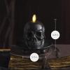 imageLuminara Flameless Hallooween Decor  Skeleton Figural LED Candle Natural Color Ivory 374quot x 425quot Real Wax Moving Flame Battery Operated wTimerSmall Single Moving Flame