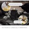 imageLuminara Flameless Hallooween Decor  Skeleton Figural LED Candle Natural Color Ivory 374quot x 425quot Real Wax Moving Flame Battery Operated wTimerTombstone