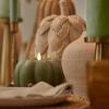 imageLuminara Pumpkin Figural Flameless Flickering Moving Flame LED Candle 55quot x 425quot Chalky Finish Real Unscented Wax Time Function Loden Green