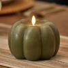 imageLuminara Pumpkin Figural Flameless Flickering Moving Flame LED Candle 55quot x 425quot Chalky Finish Real Unscented Wax Time Function Loden Green
