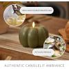imageLuminara Pumpkin Figural Flameless Flickering Moving Flame LED Candle 55quot x 425quot Chalky Finish Real Unscented Wax Time Function Loden Green