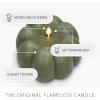 imageLuminara Pumpkin Figural Flameless Flickering Moving Flame LED Candle 55quot x 425quot Chalky Finish Real Unscented Wax Time Function Loden Green