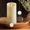 imageLuminara Scalloped Edge Flameless LED Candle Ivory 3quot x 5quot Battery Operated Moving Flame Real Wax Pillar with Timer Vanilla Honey Scented35 x 7