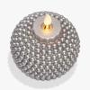 imageLuminara Set of 2 Flameless Moving Flame Candle Ornaments  Silver 35quot x 425quot with Remote Control  Unscented Real Wax Embossed Pearl Metallic Paint Finish
