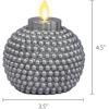 imageLuminara Set of 2 Flameless Moving Flame Candle Ornaments  Silver 35quot x 425quot with Remote Control  Unscented Real Wax Embossed Pearl Metallic Paint Finish
