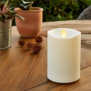 imageLuminara  Flameless LED Battery Operated Flickering Pillar Candles  White  Pack of 1 325quot x 7quot  Realistic Moving Flame Real Wax IndoorOutdoor5inch