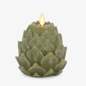 imageLuminara Chalky Artichoke Flameless LED Candle Loden Green 36quot x 425quot Battery Operated Moving Flame Indoor Decor Timer Function UnscentedLoden Green
