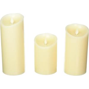 imageLuminara Flameless Candles Set of 3 3quot x 4quot 3quot x 6quot 3quot x 8quot Pillar Scented Ivory Real Wax Moving Flame Effect Remote Included