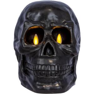 imageLuminara Flameless Hallooween Decor  Skeleton Figural LED Candle Natural Color Ivory 374quot x 425quot Real Wax Moving Flame Battery Operated wTimerLarge Dual Moving Flame
