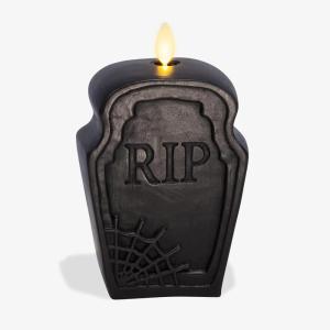 imageLuminara Flameless Hallooween Decor  Skeleton Figural LED Candle Natural Color Ivory 374quot x 425quot Real Wax Moving Flame Battery Operated wTimerTombstone