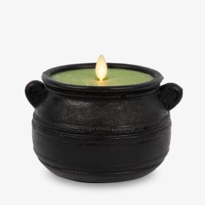 imageLuminara Green Potion Flameless LED Candle Cauldron Frosted Matt Black Painted Halloween Decoration Moving Flame Candle 57quot x 425quot