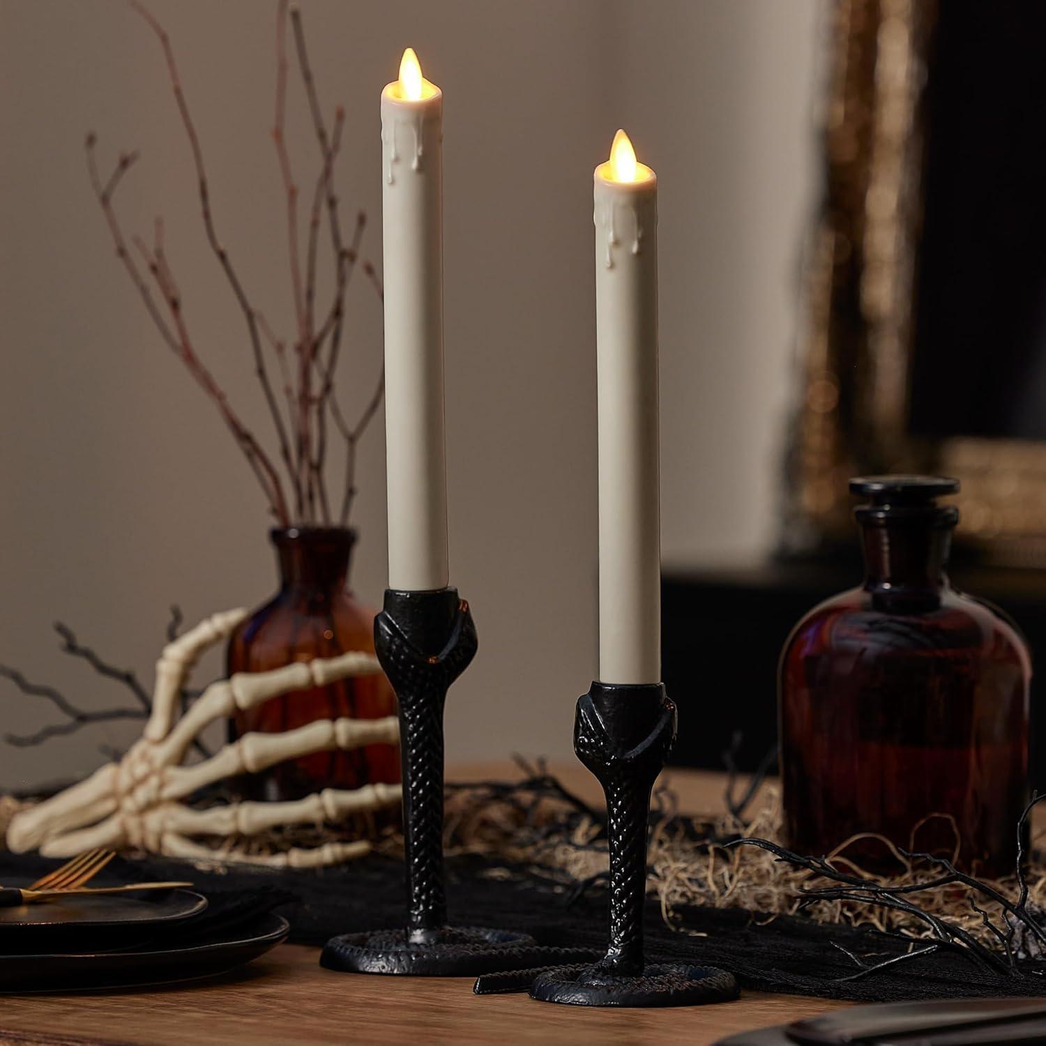 imageLuminara Wrought Iron Snake Taper Candlestick Holder  Vintage Black Antique Design  5quot  Home Decor Centerpiece  Traditional Table DecorationBlack