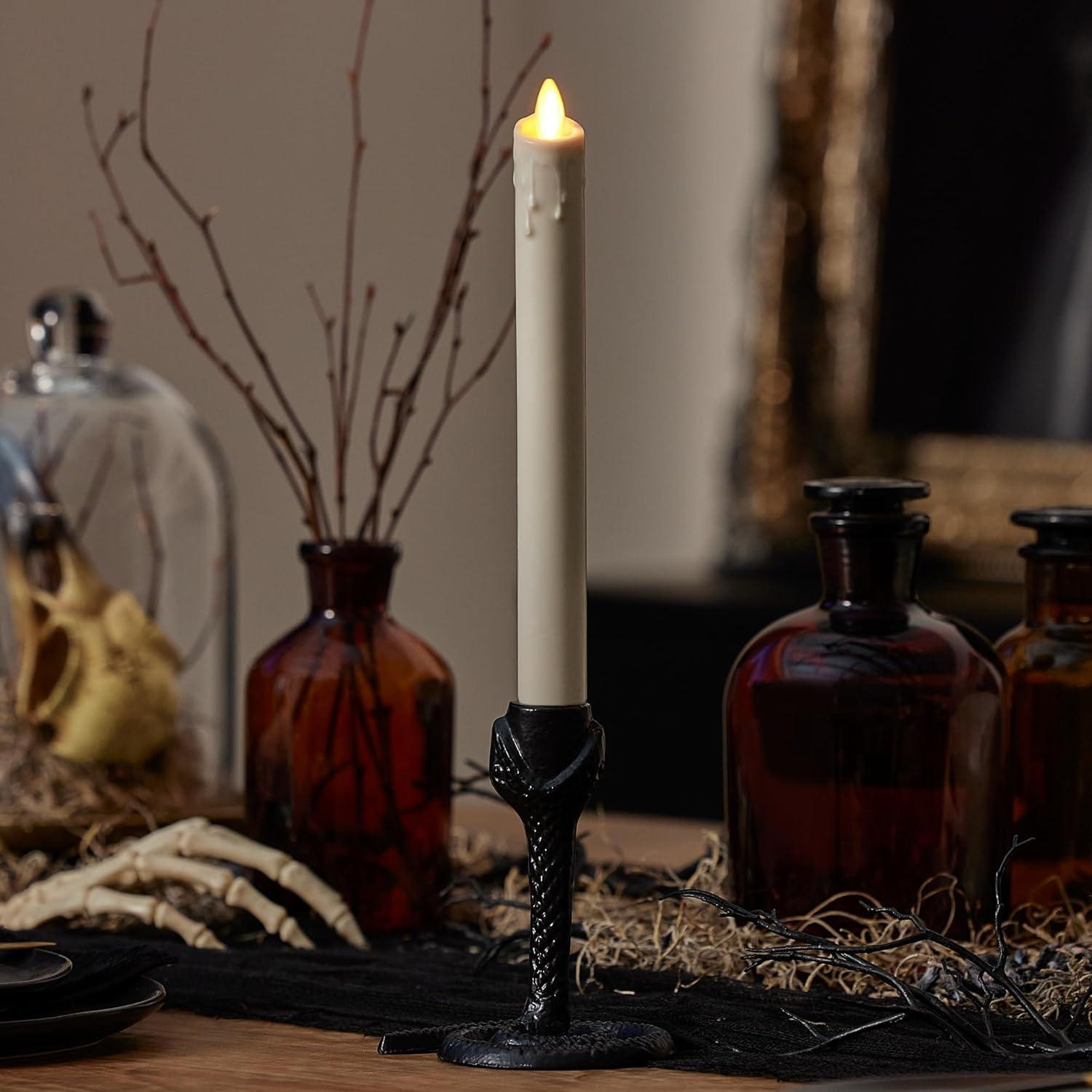 imageLuminara Wrought Iron Snake Taper Candlestick Holder  Vintage Black Antique Design  5quot  Home Decor Centerpiece  Traditional Table DecorationBlack