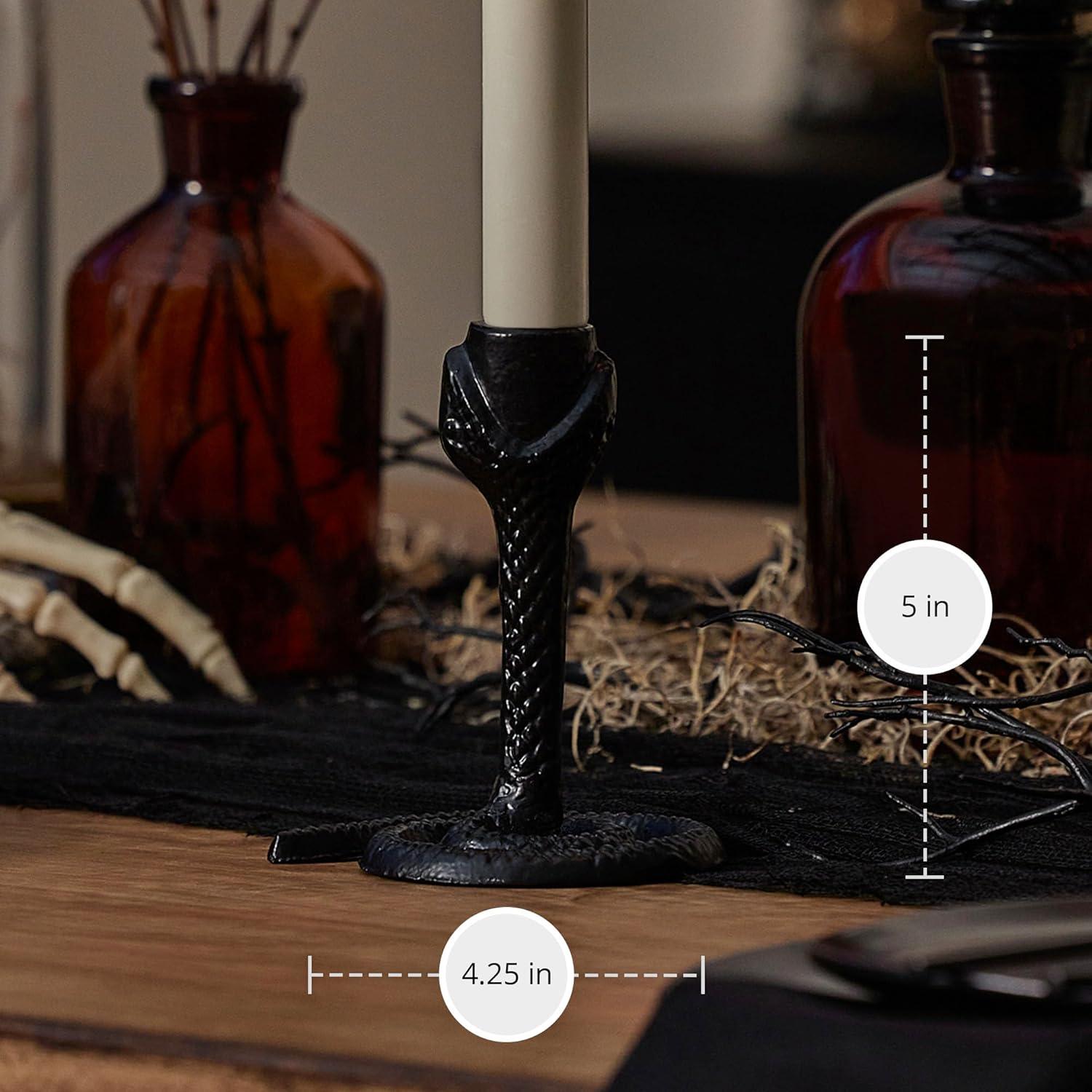 imageLuminara Wrought Iron Snake Taper Candlestick Holder  Vintage Black Antique Design  5quot  Home Decor Centerpiece  Traditional Table DecorationBlack