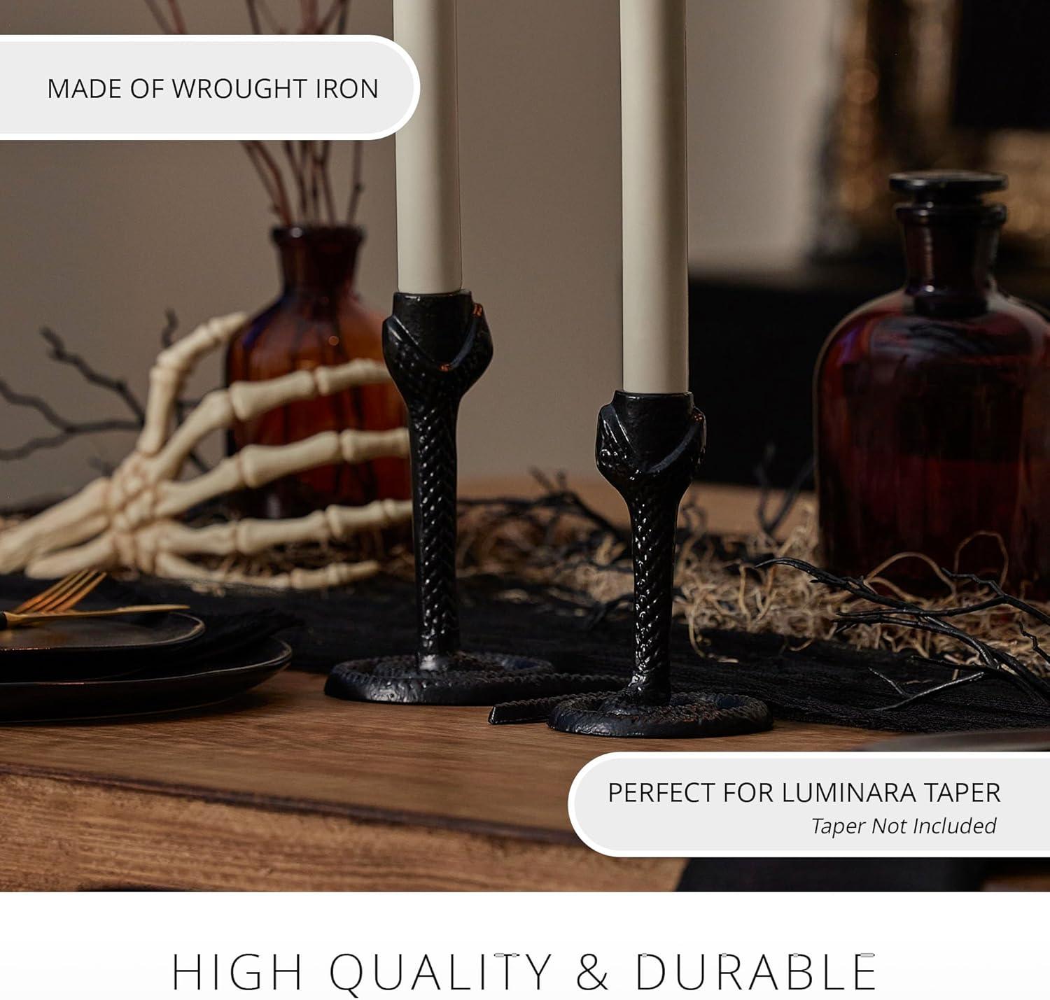 imageLuminara Wrought Iron Snake Taper Candlestick Holder  Vintage Black Antique Design  5quot  Home Decor Centerpiece  Traditional Table DecorationBlack