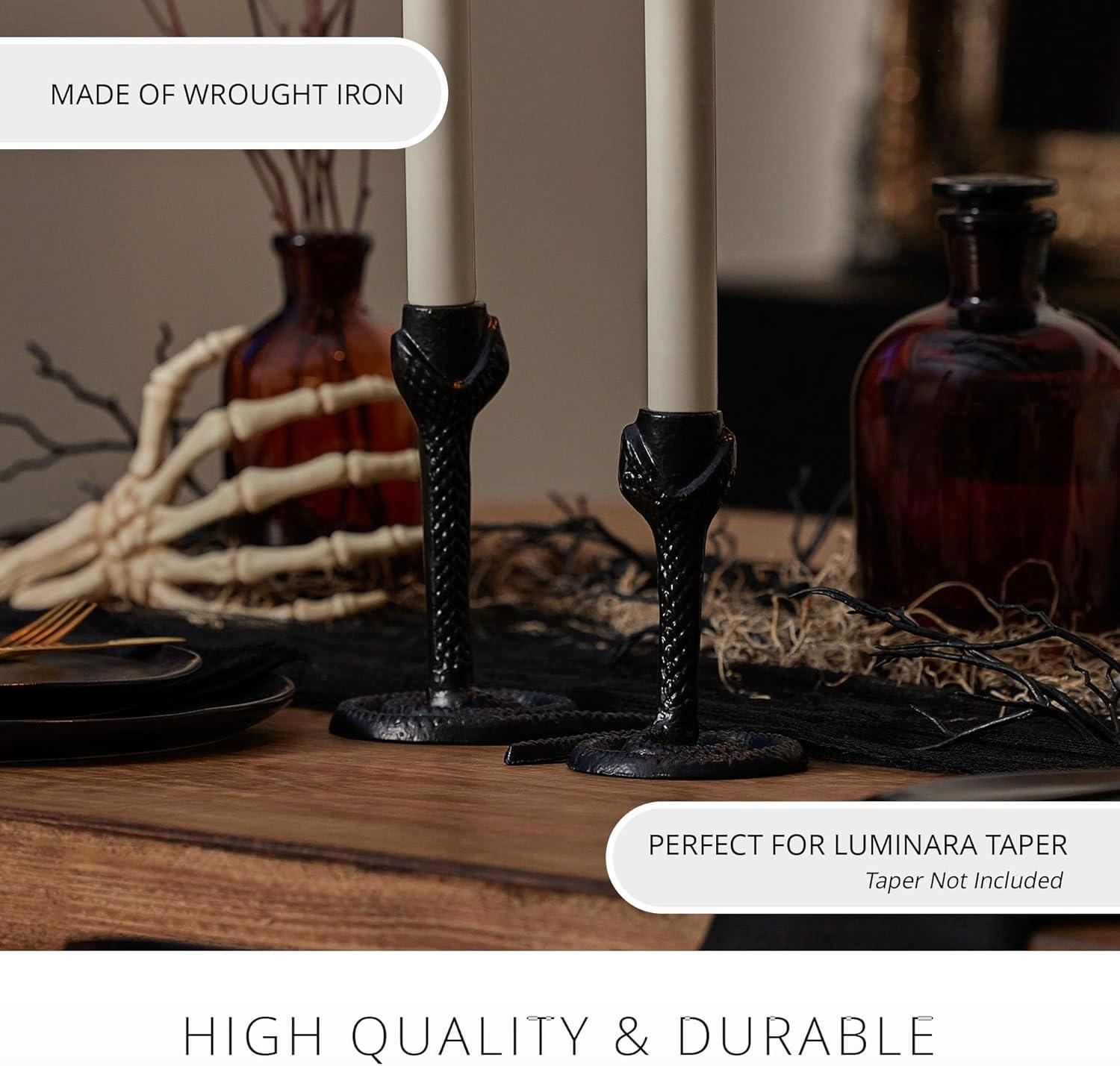 imageLuminara Wrought Iron Snake Taper Candlestick Holder  Vintage Black Antique Design  5quot  Home Decor Centerpiece  Traditional Table DecorationBlack