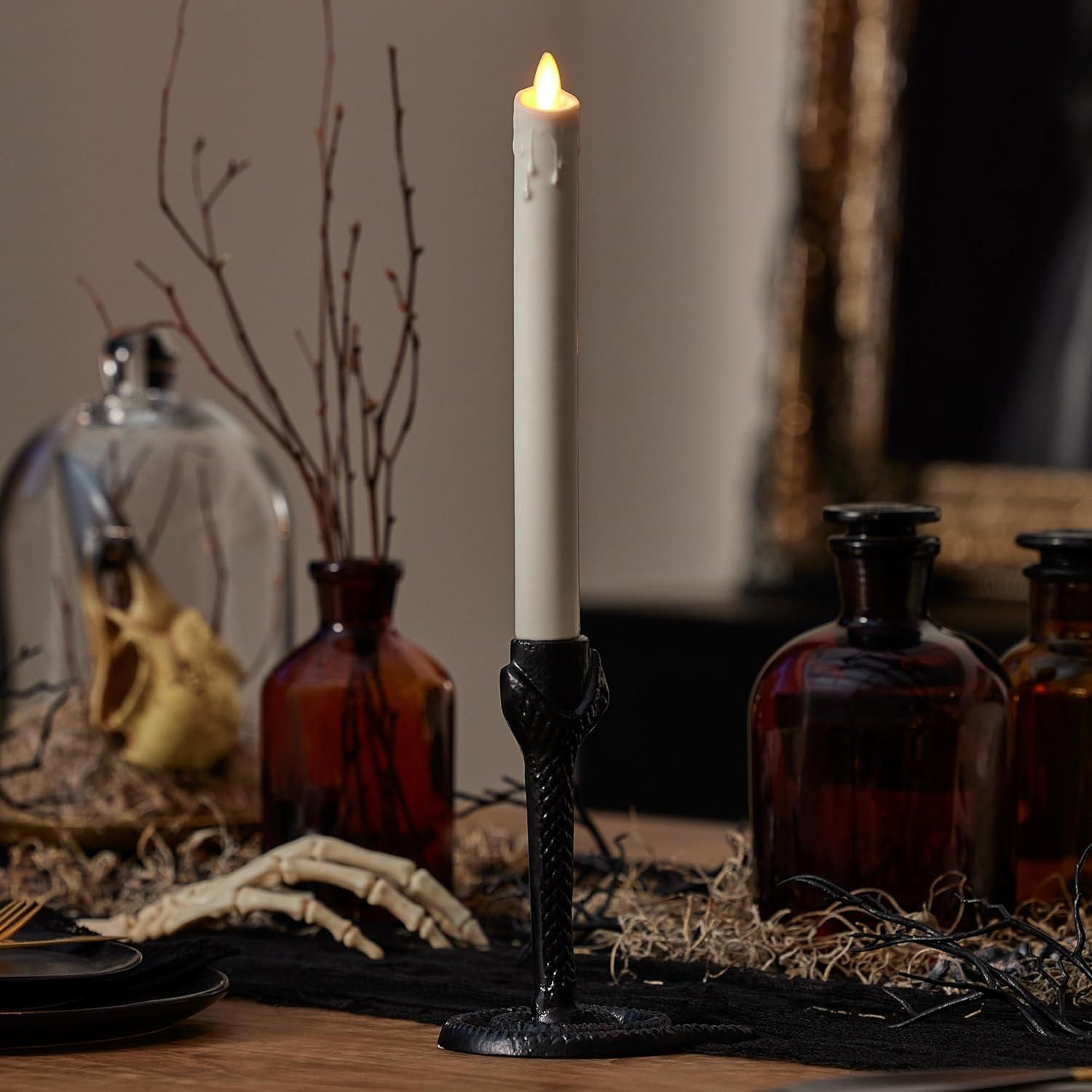 imageLuminara Wrought Iron Snake Taper Candlestick Holder  Vintage Black Antique Design  5quot  Home Decor Centerpiece  Traditional Table DecorationBlack