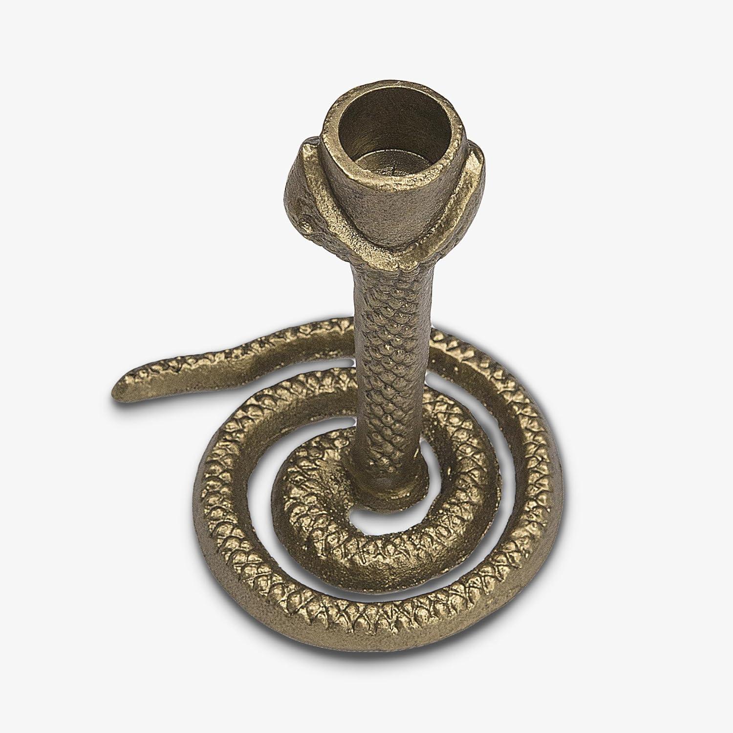 imageLuminara Wrought Iron Snake Taper Candlestick Holder  Vintage Black Antique Design  5quot  Home Decor Centerpiece  Traditional Table DecorationBrass