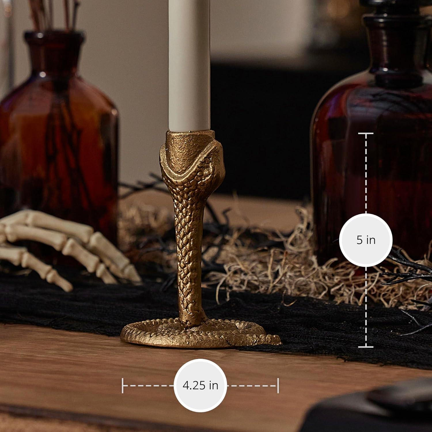imageLuminara Wrought Iron Snake Taper Candlestick Holder  Vintage Black Antique Design  5quot  Home Decor Centerpiece  Traditional Table DecorationBrass