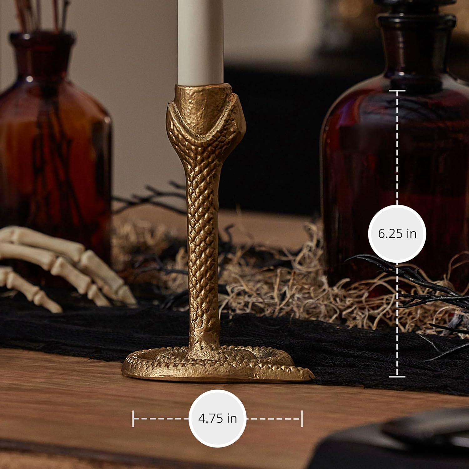 imageLuminara Wrought Iron Snake Taper Candlestick Holder  Vintage Black Antique Design  5quot  Home Decor Centerpiece  Traditional Table DecorationBrass