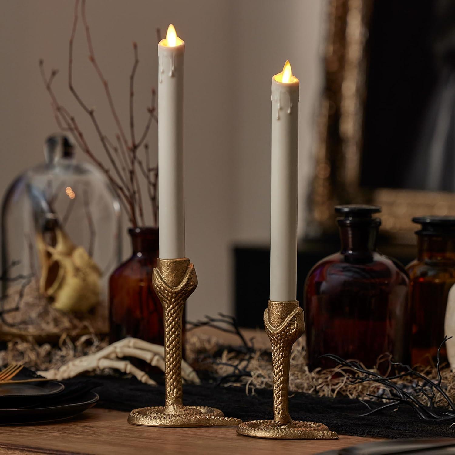 imageLuminara Wrought Iron Snake Taper Candlestick Holder  Vintage Black Antique Design  5quot  Home Decor Centerpiece  Traditional Table DecorationBrass