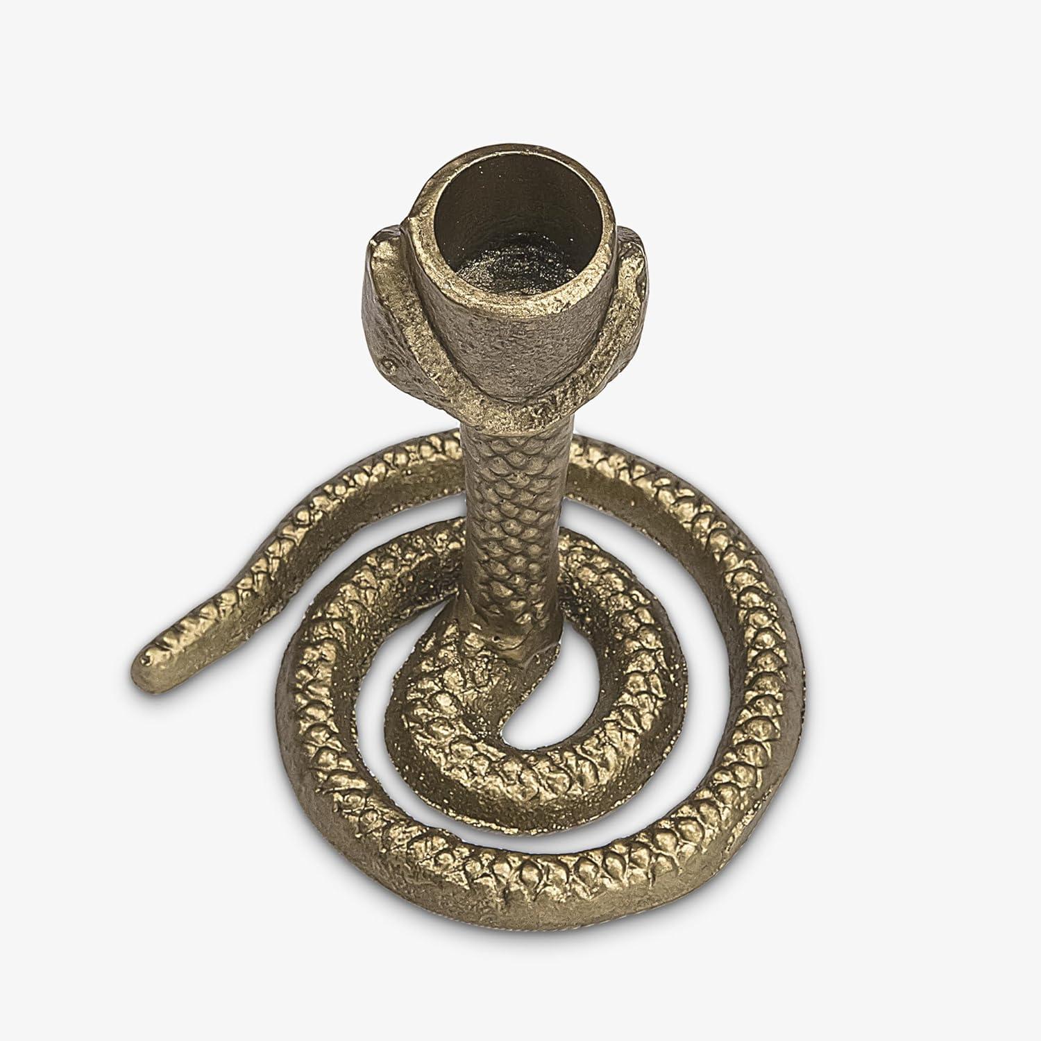 imageLuminara Wrought Iron Snake Taper Candlestick Holder  Vintage Black Antique Design  5quot  Home Decor Centerpiece  Traditional Table DecorationBrass