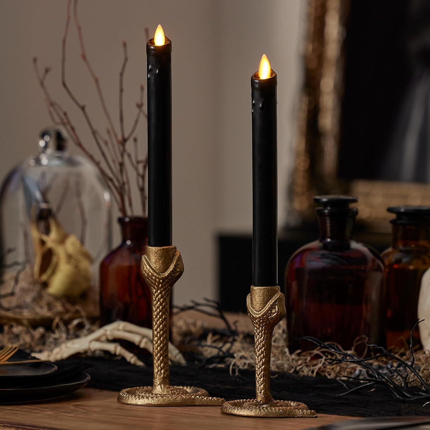 imageLuminara Wrought Iron Snake Taper Candlestick Holder  Vintage Black Antique Design  5quot  Home Decor Centerpiece  Traditional Table DecorationBrass