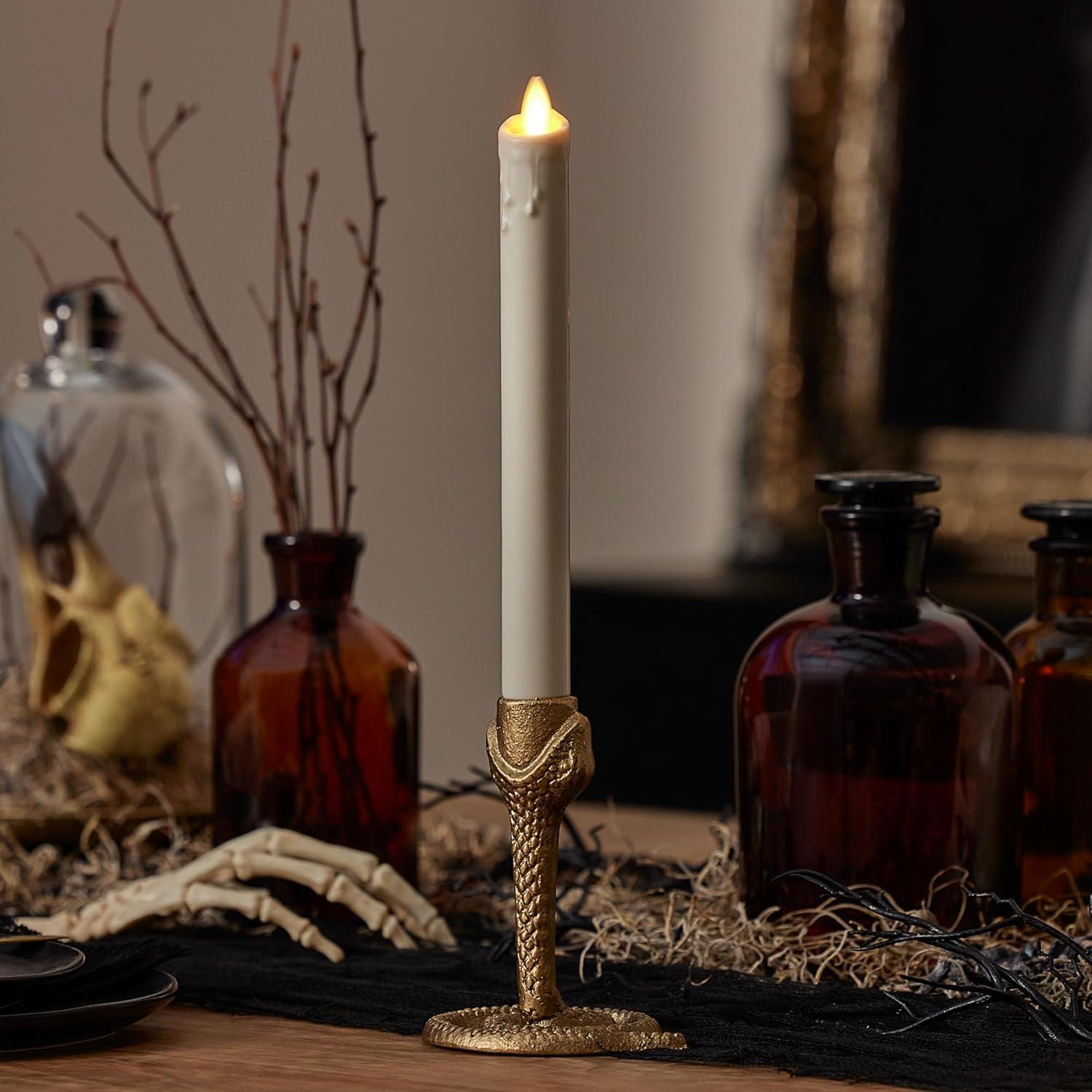 imageLuminara Wrought Iron Snake Taper Candlestick Holder  Vintage Black Antique Design  5quot  Home Decor Centerpiece  Traditional Table DecorationBrass