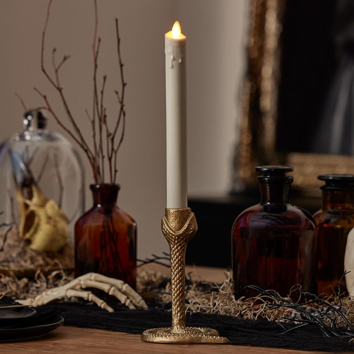 imageLuminara Wrought Iron Snake Taper Candlestick Holder  Vintage Black Antique Design  5quot  Home Decor Centerpiece  Traditional Table DecorationBrass
