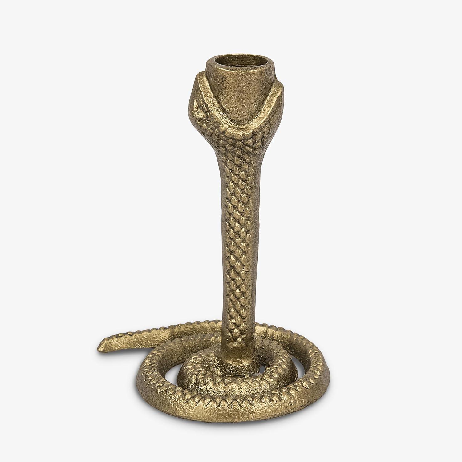 imageLuminara Wrought Iron Snake Taper Candlestick Holder  Vintage Black Antique Design  5quot  Home Decor Centerpiece  Traditional Table DecorationBrass