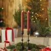 imageLuminara Black Single Wax Drip Flameless Candle Tapers 1 x 95 inch Moving Flame LED Candle Unscented Real Wax with Dripped Top Timer Function Table Mantel Holiday DecorationRed