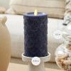 imageLuminara Embossed Fish Scale Flameless LED Candle Cornflower 325quot x 65quot Moving Flame Pillar Battery Operated with Timer IndoorMidnight Blue