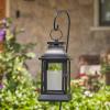 imageLuminara Heritage Lantern ampamp Shepherds Hook Hanger  Metal ampamp Glass Plastic Free  No Batteries  Use wLuminara Outdoor Flameless Flickering Candles Sold Separately  12quot x 6quot x 38quot  BlackBlack