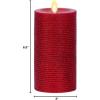 imageLuminara Realistic LED Moving Flame Pillar Candle Gold Metallic Glitter 3quot x 4quot Inch Battery Operated wRemote Indoor Outdoor Timer FunctionHorizontal Red