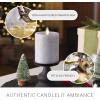 imageLuminara Realistic LED Moving Flame Pillar Candle Gold Metallic Glitter 3quot x 4quot Inch Battery Operated wRemote Indoor Outdoor Timer FunctionHorizontal Silver