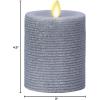 imageLuminara Realistic LED Moving Flame Pillar Candle Gold Metallic Glitter 3quot x 4quot Inch Battery Operated wRemote Indoor Outdoor Timer FunctionHorizontal Silver